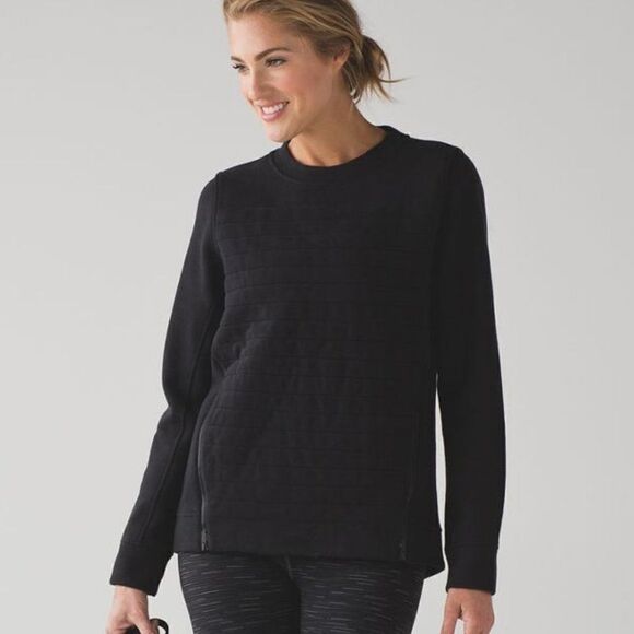 Lululemon Fleece Be True Crew  Pullover Sweatshirt Black - Picture 1 of 10